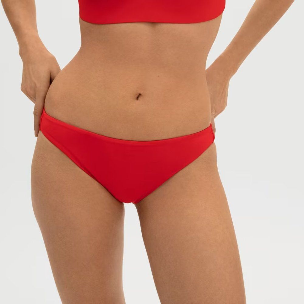 NWT Everlane Bright Red Bikini Bottom Small Low Rise Italian Quick Dry Classic